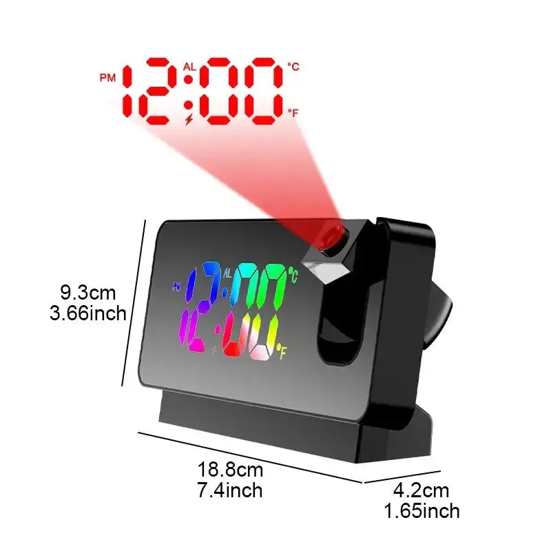 180 Rotating Projection Alarm Clock Led Screen Bedroom