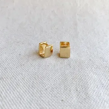 18k Gold Filled Square Clicker Earrings