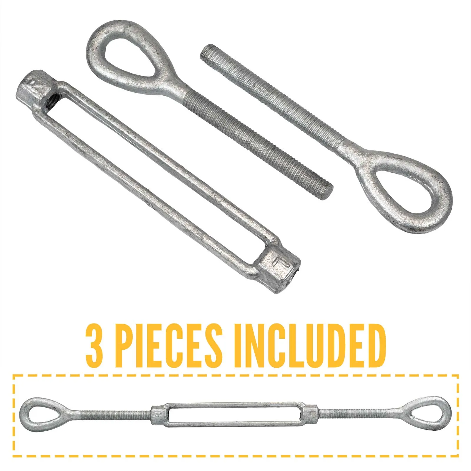 1" x 24" Eye & Eye Galvanized Turnbuckle