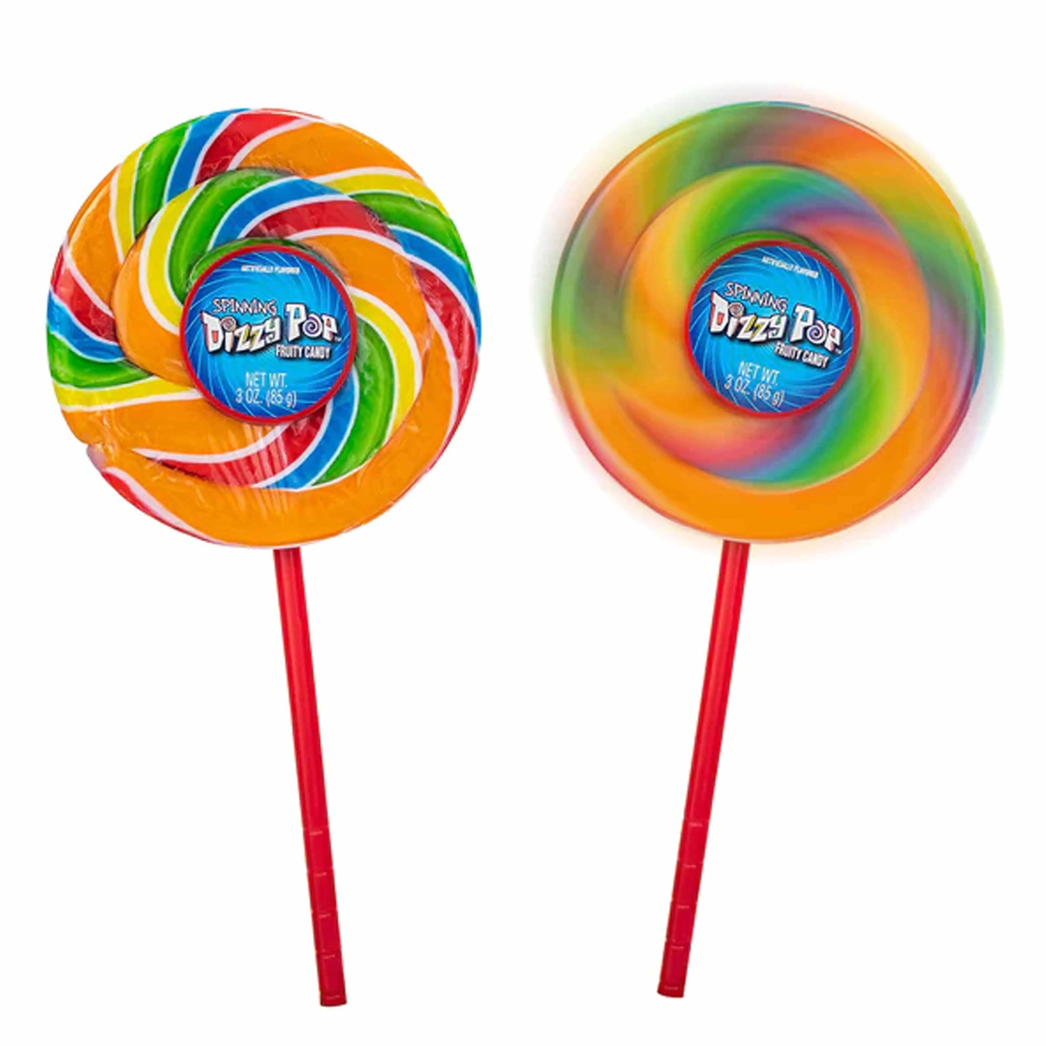 4 Pc Spinning Lollipops Dizzy Pop Spiral Fruit Rainbow Candy Sucker Swirl Treats