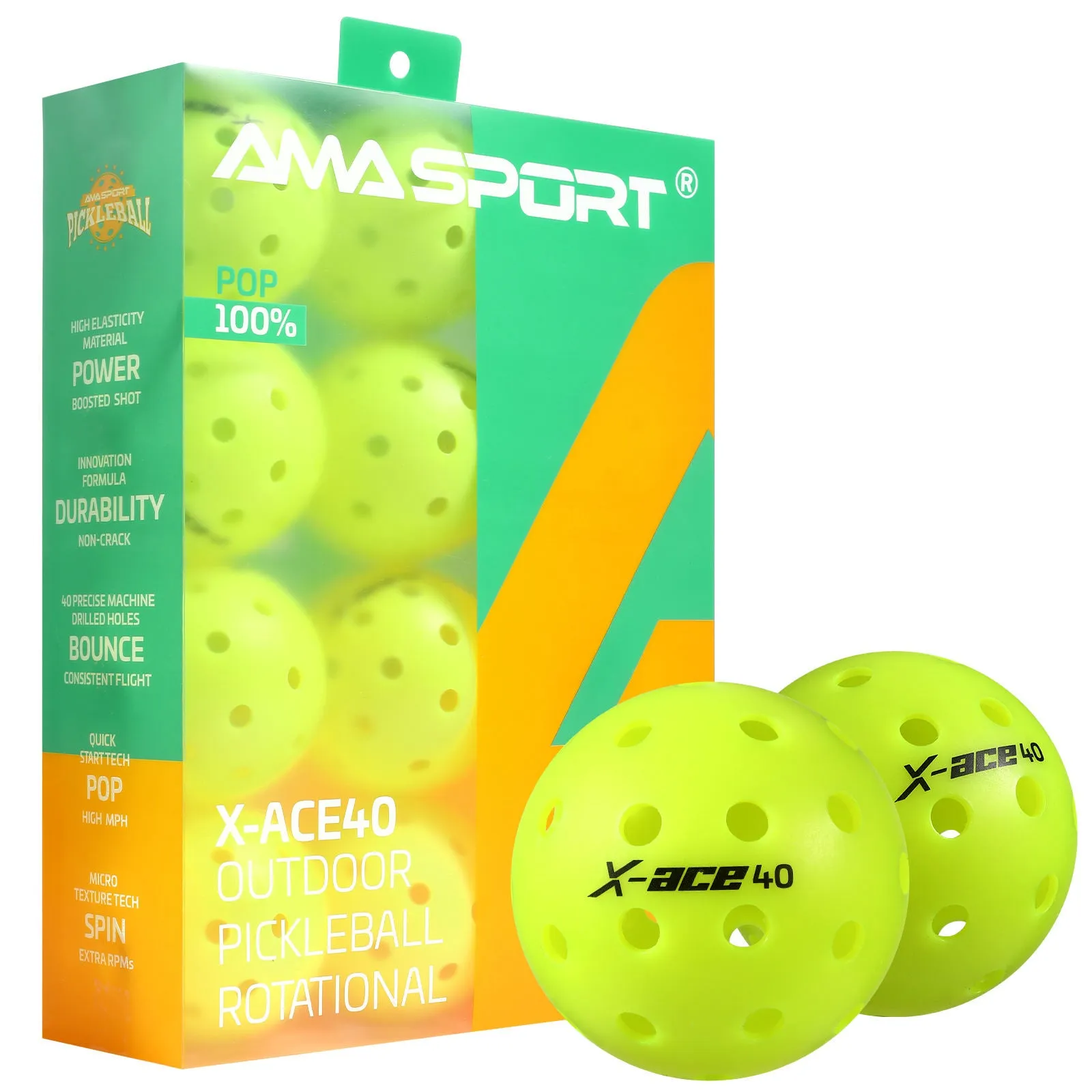 40 Hole Pickleballs Set Outdoor Pickleball Balls Rotational Lightweight USAPA Pickleball Ball