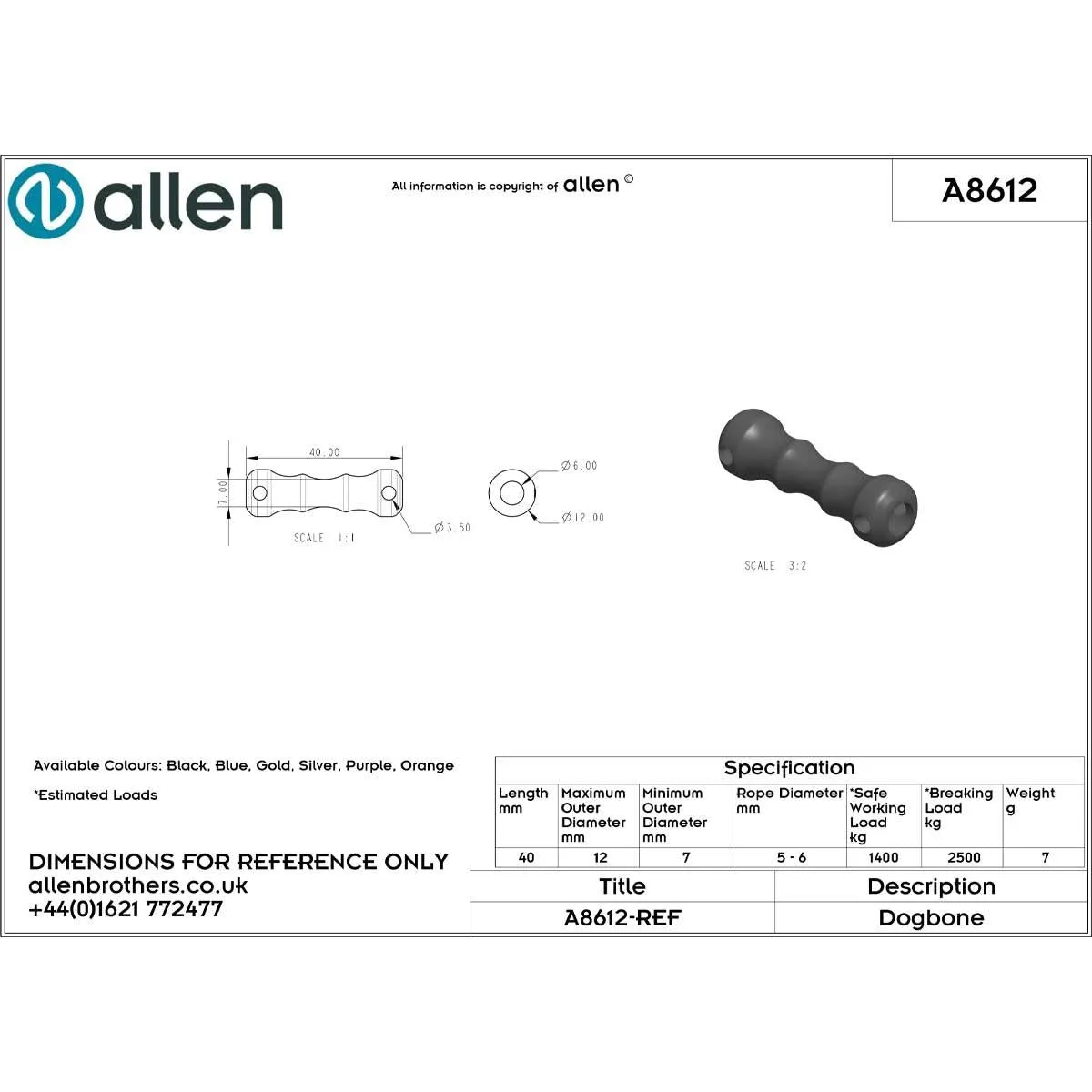 Allen 12mm Dog Bone