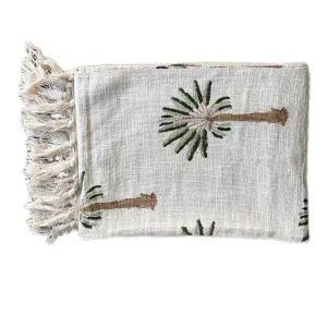 Bohemian Cotton Hand Block Palm Tree Bedding Throw Blanket