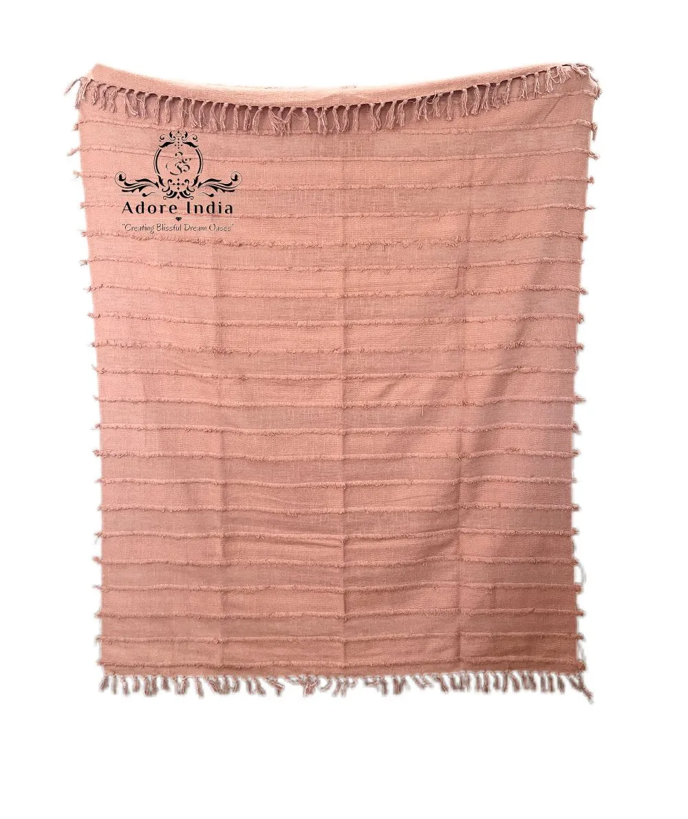 Bohemian Cotton Handmade Solid Mauve Bedding Throw Blanket
