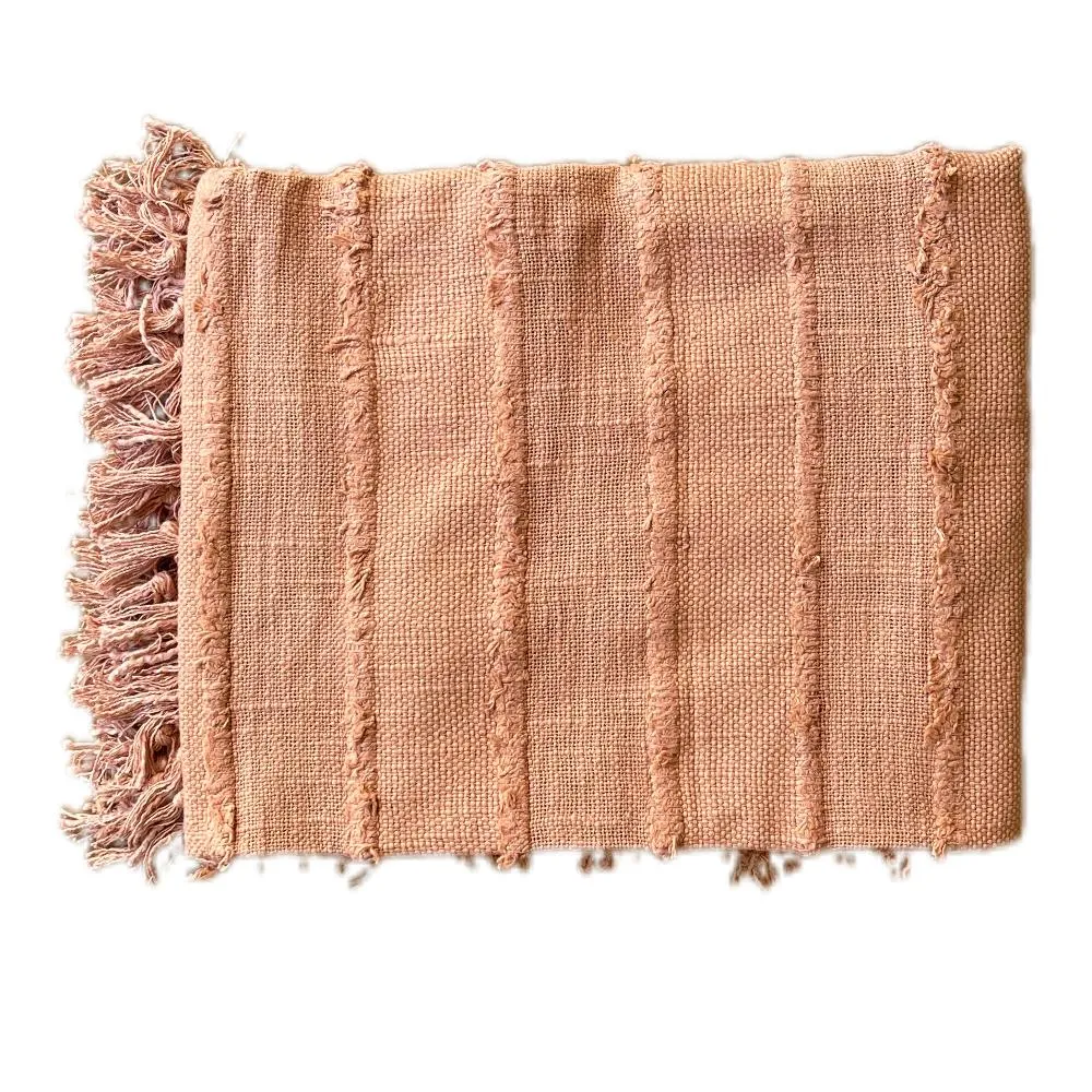 Bohemian Cotton Handmade Solid Mauve Bedding Throw Blanket