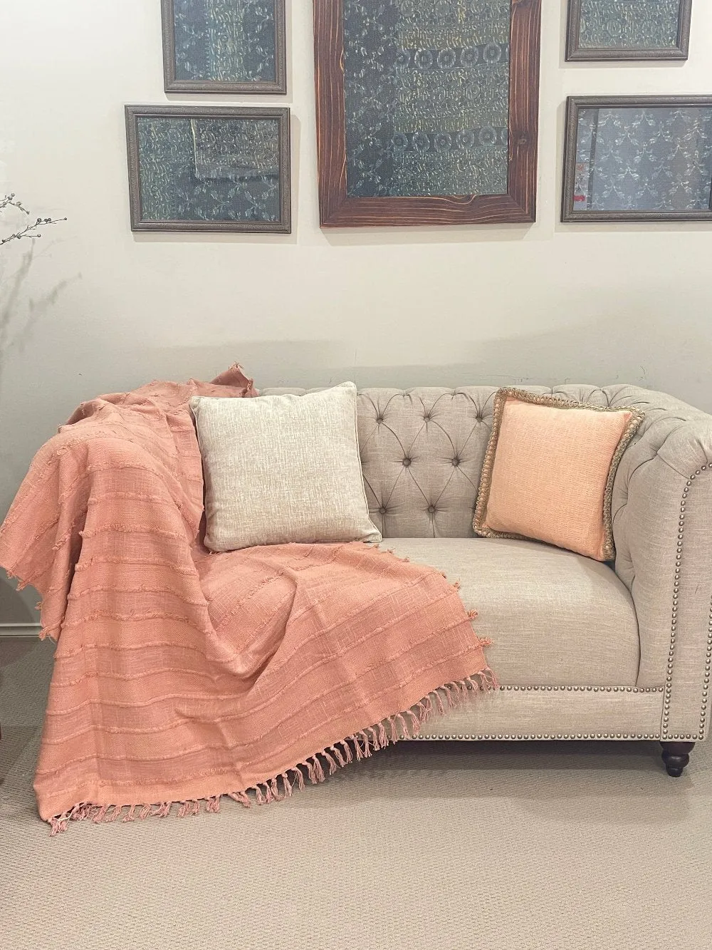 Bohemian Cotton Handmade Solid Mauve Bedding Throw Blanket