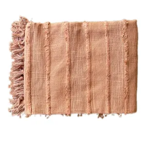 Bohemian Cotton Handmade Solid Mauve Bedding Throw Blanket