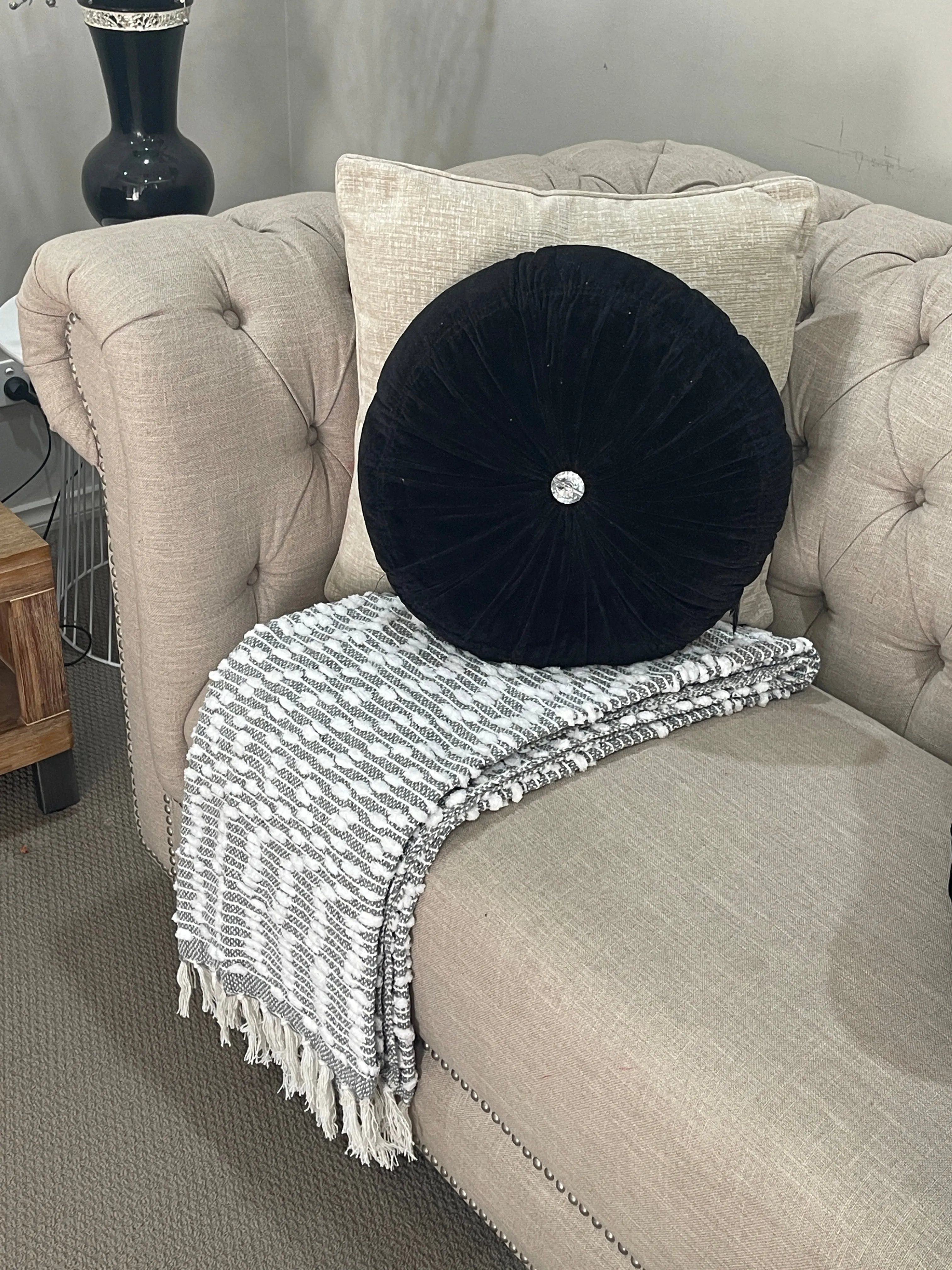 Bohemian Grey Cotton Bedding Tufted Throw Blanket