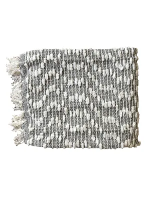 Bohemian Grey Cotton Bedding Tufted Throw Blanket