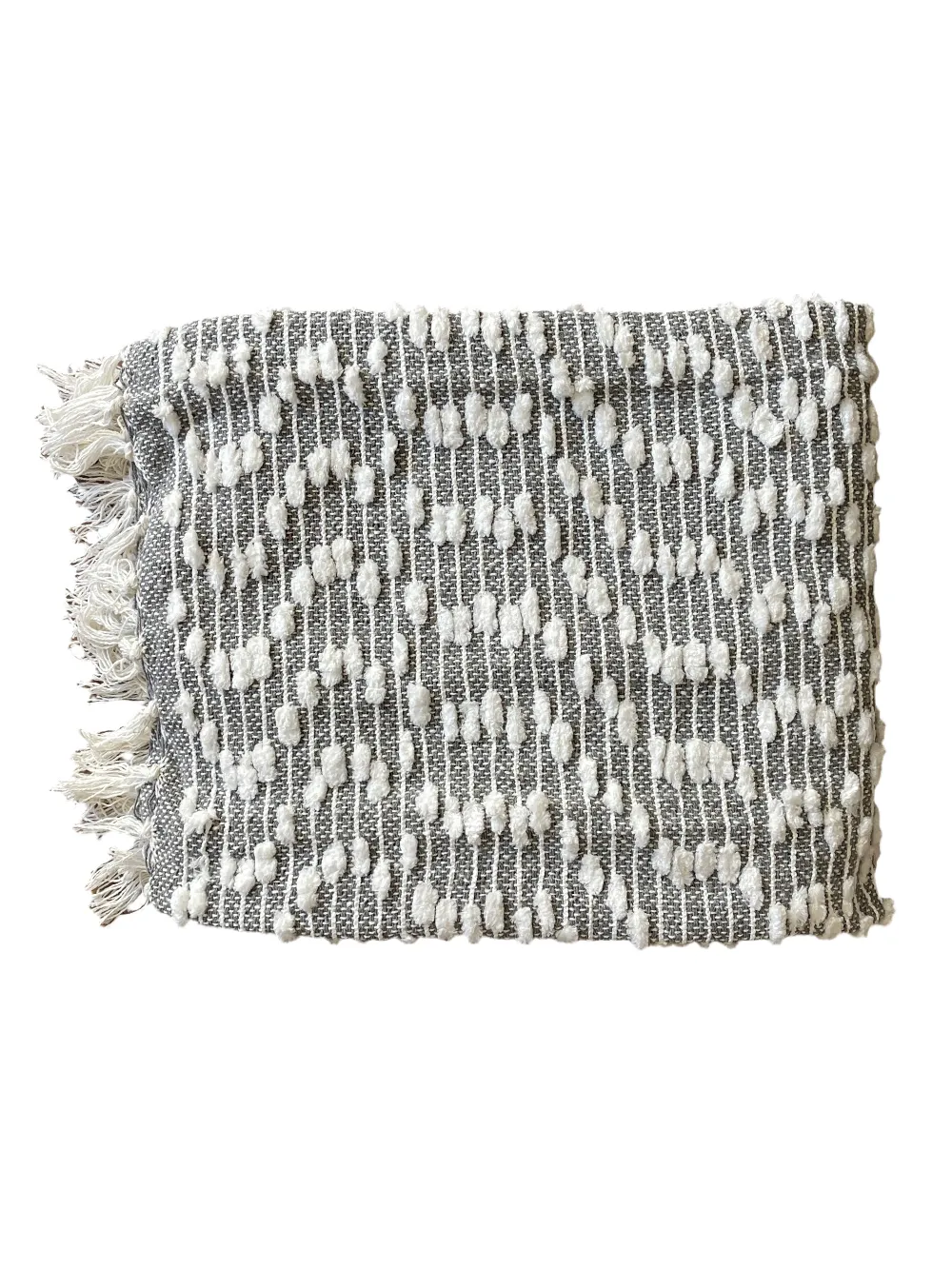 Bohemian Grey Cotton Bedding Tufted Throw Blanket