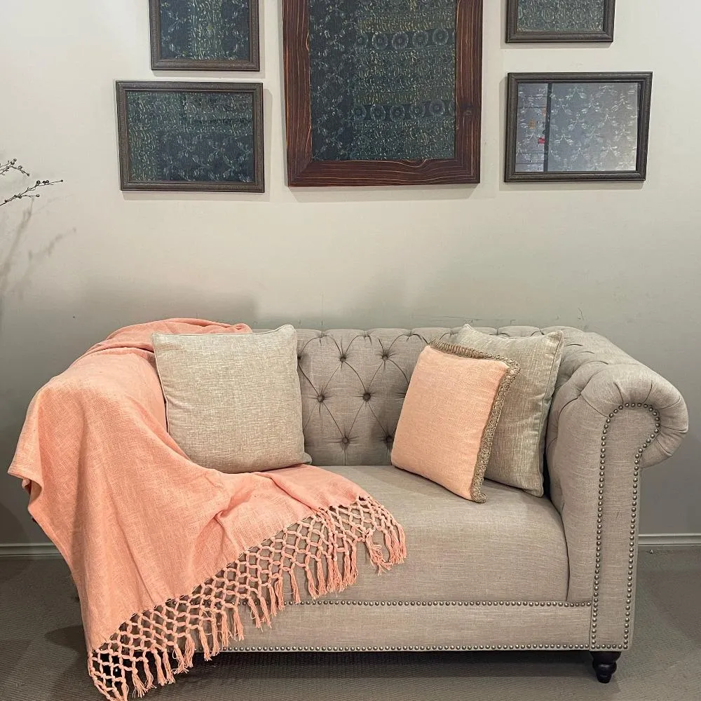 Bohemian Peach Cotton Bedding Throw Blanket