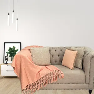 Bohemian Peach Cotton Bedding Throw Blanket