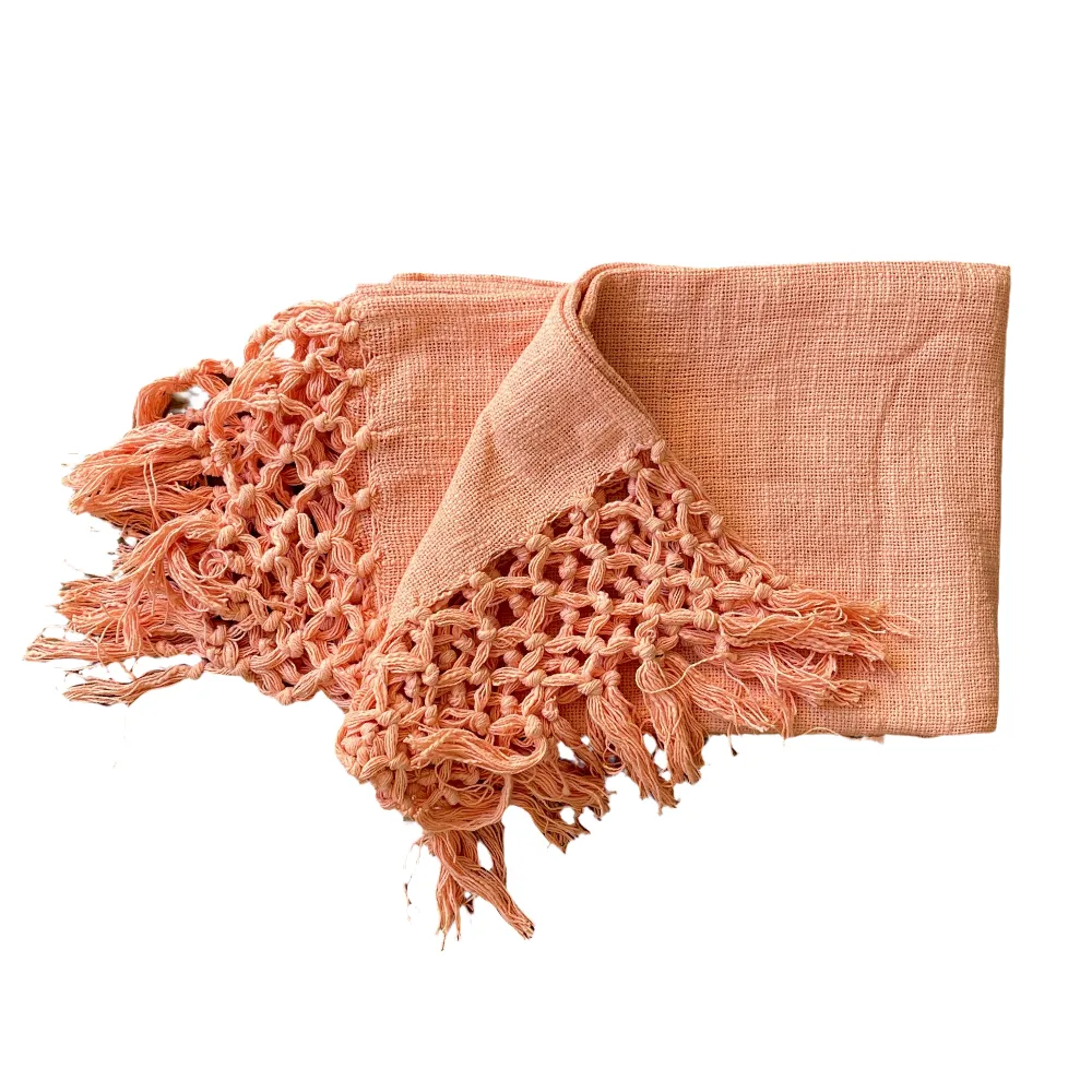 Bohemian Peach Cotton Bedding Throw Blanket