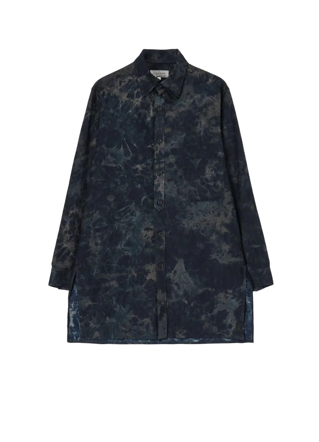 COTTON LINEN SHEETING INK PLACKET TAB TRIPLE COLLAR BLOUSE
