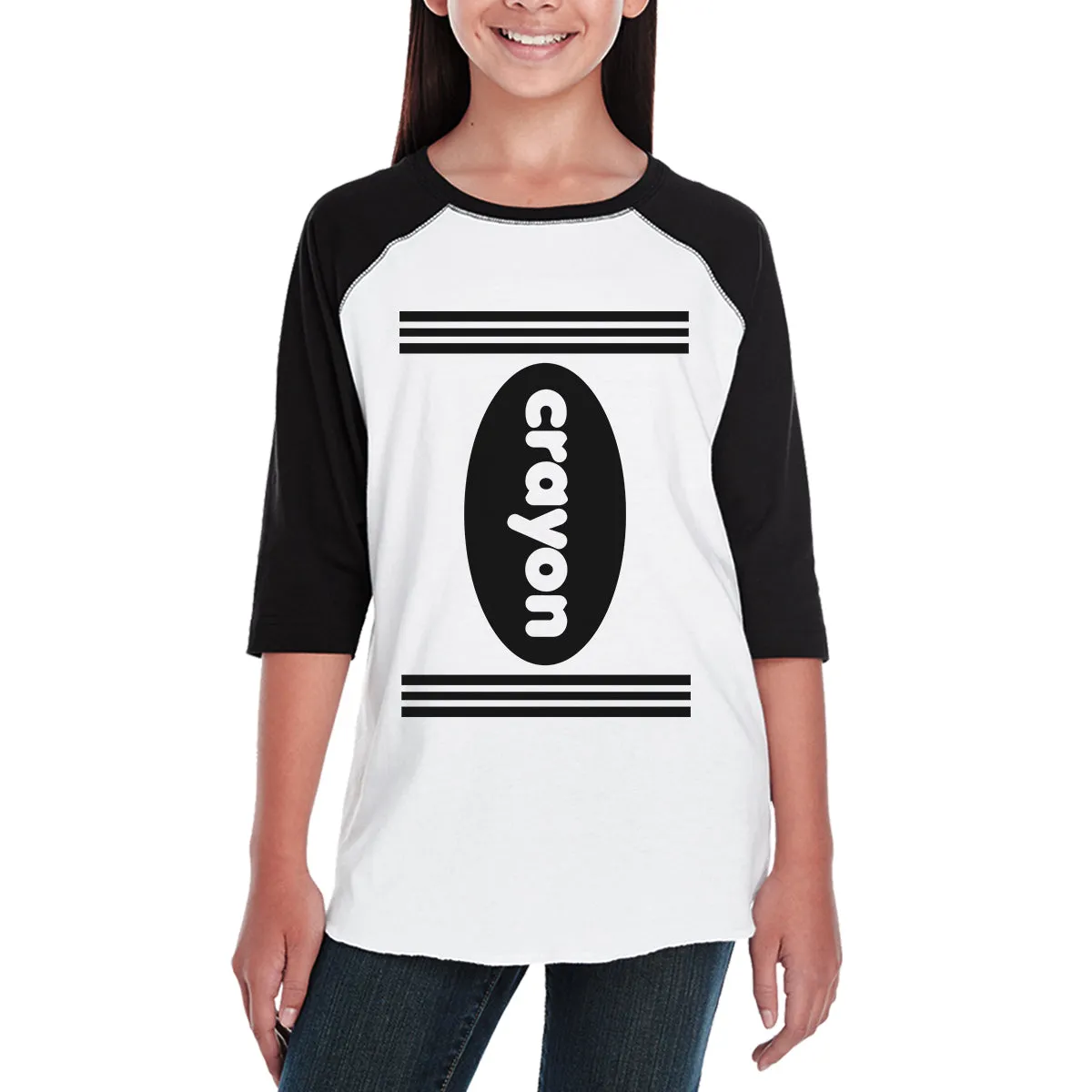 Crayon Kids Black And White BaseBall Shirt