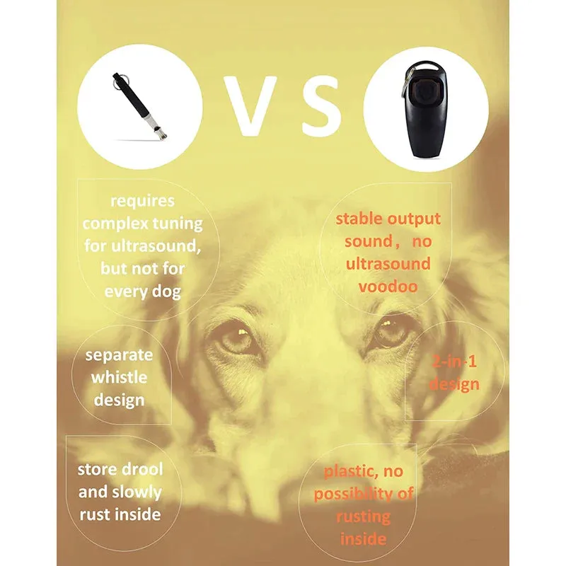 Dog Whistle Stop Barking Hunting Train with High Frequency Pitch Clicker Professional Pet Obedience