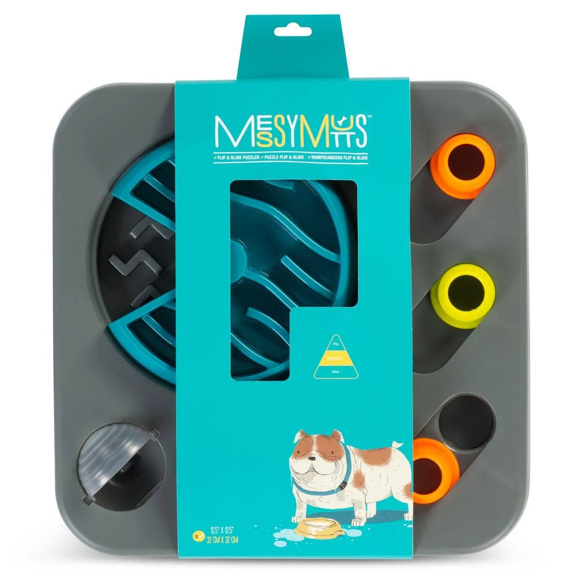 Messy Mutts Flip'n Slide Puzzler, Medium, 12.5" x 12.5",Grey