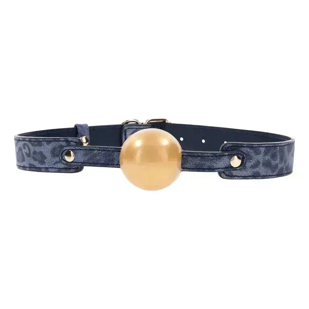 Sex & Mischief Cougar Ball Gag - Navy /Gold Mouth Restraint