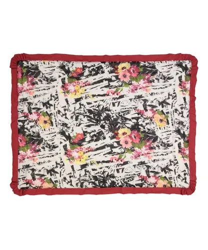 Vintage Rose Blanket with Red Trim
